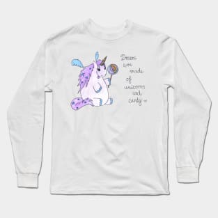 Unicorn candy chubby dreams cute print Long Sleeve T-Shirt